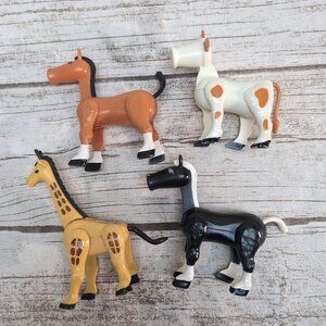 Lot of 4 Vintage Little People Animals Horse Cow Giraffe